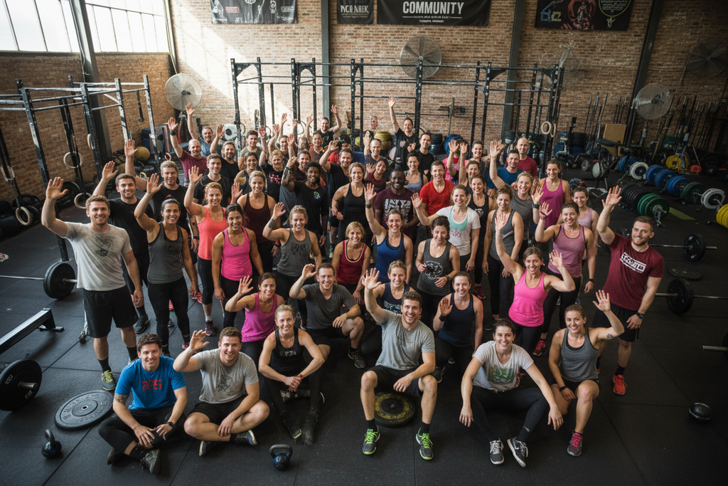 CrossFit community celebrating after a group workout